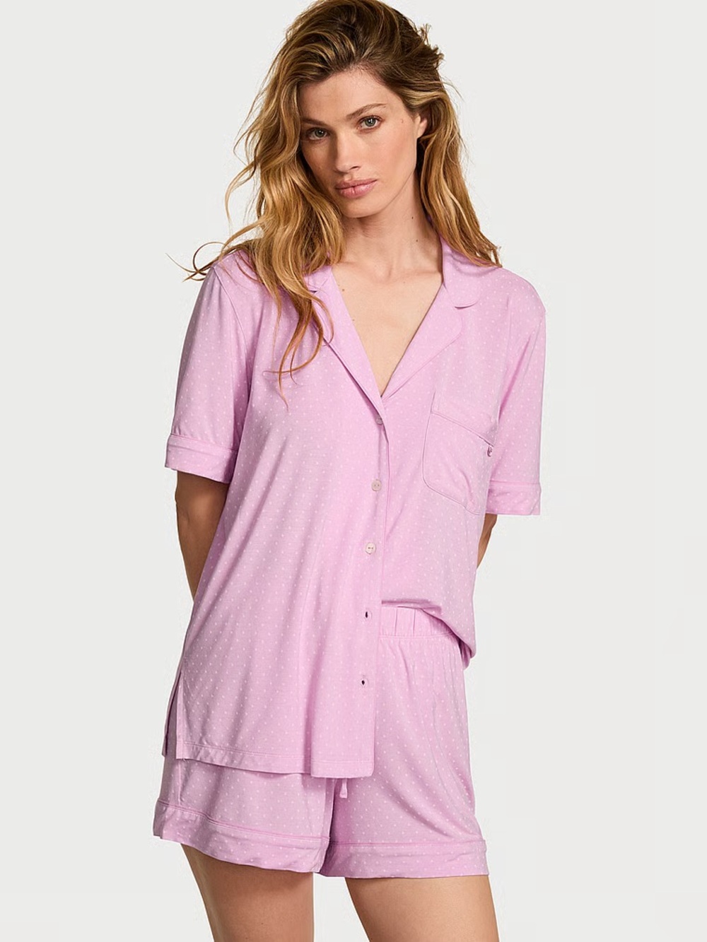 Victoria's Secret SoSoft Modal Short Pajama Set Lavender Dot Size M NWT!!